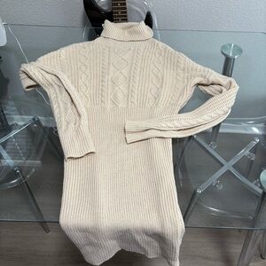 Fashion Nova Cream Cable Knit Turtleneck Sweater